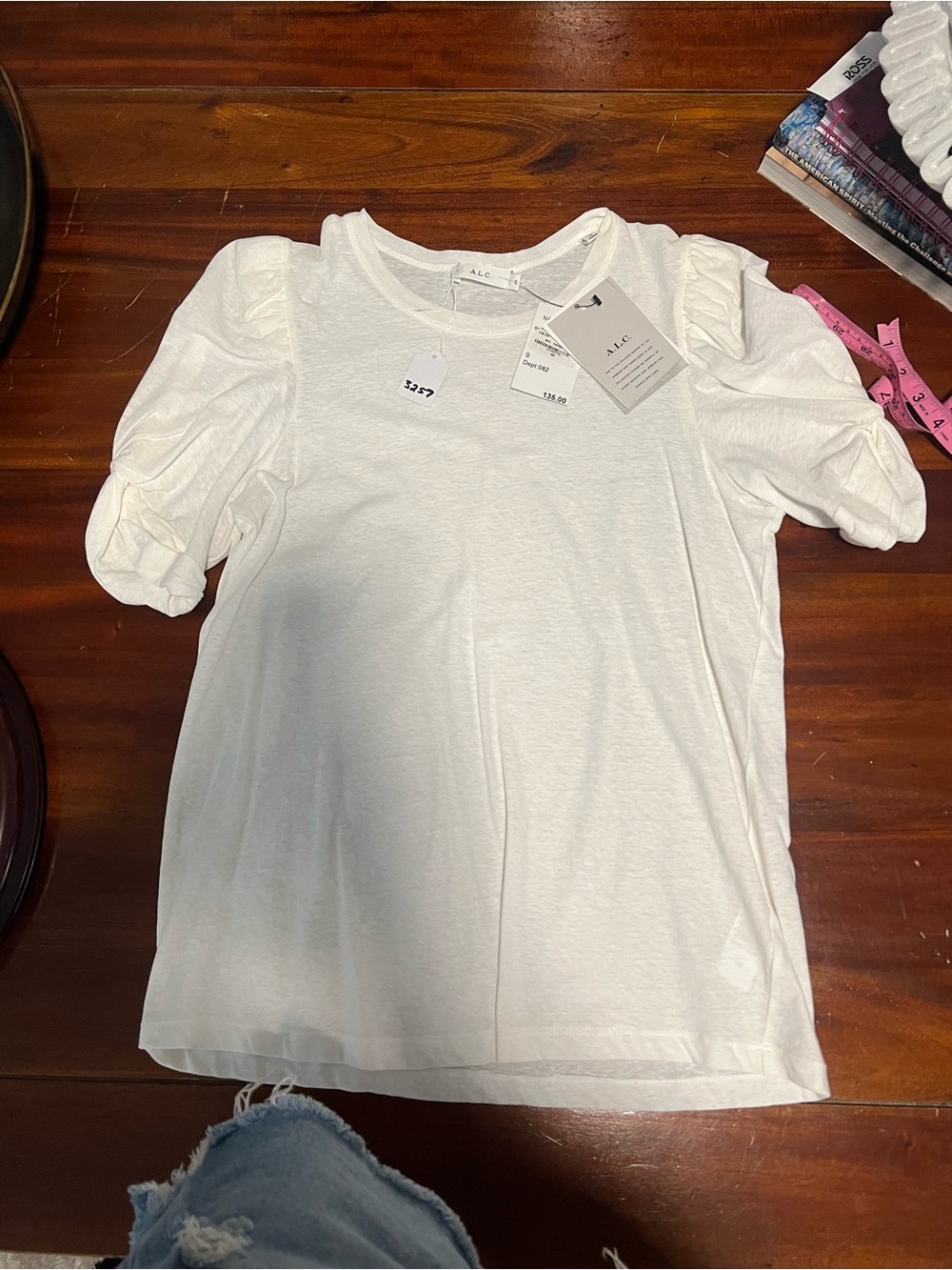 A.L.C. Puff Sleeve Crew Tee in White
